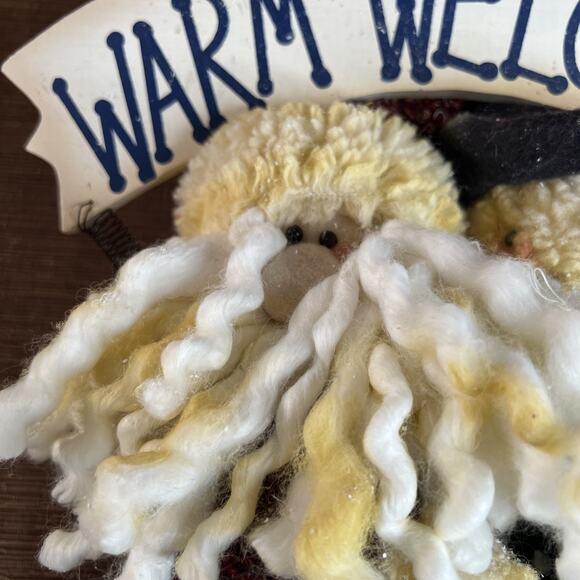 Christmas “Warm Welcome” Door Hanger – Santa & Snowman Holding Hands, Holiday - Picture 2 of 10